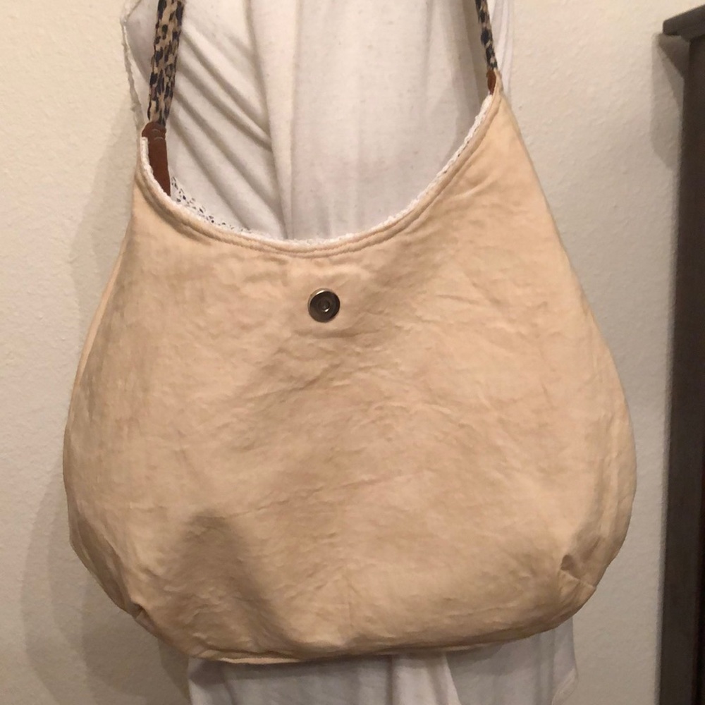 LEOPARD PRINT PURSE SHOULDER BAG TOTE   CREAM LACE - Picture 12 of 15